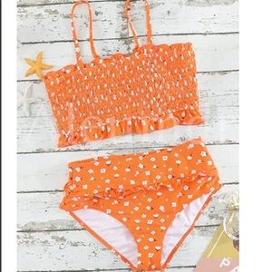 Women’s high waisted smocked bikini